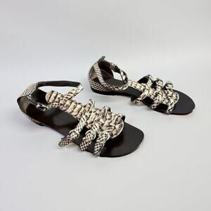 Giuseppe Zanotti Snakeskin Gladiator Flat Sandals | Size 8.5